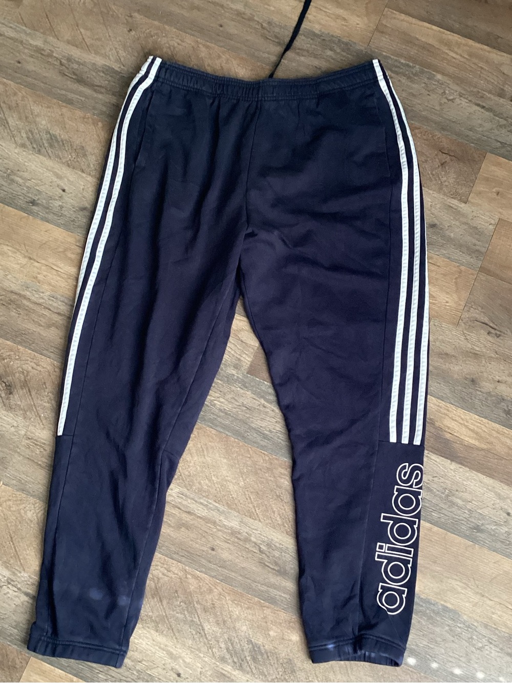 adidas Navy Joggers with White Side Stripes